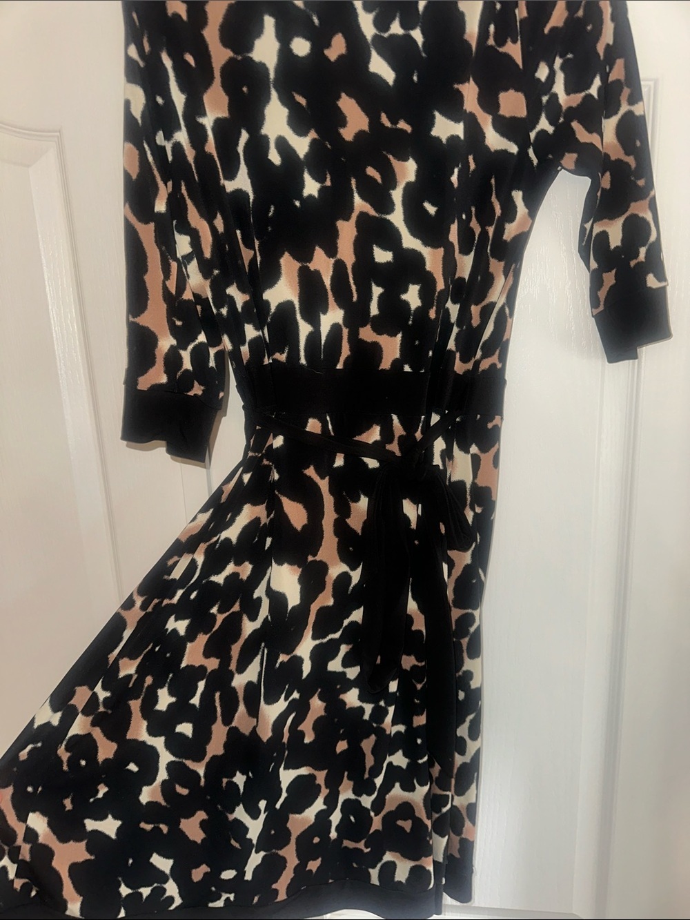 Alfani Animal Print Midi Wrap Dress in Black, Brown & Cream size medium - Picture 4 of 8